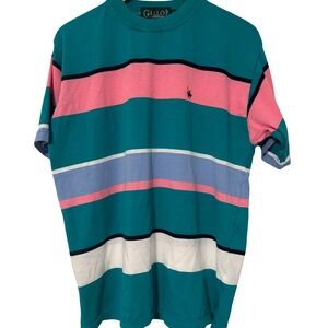 Vintage Gallop T-Shirt Men's Size Large Multicolor Stripes Single Stitched 90's